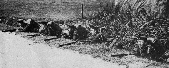 Royal Marines en août 1914 prés d'Ostende